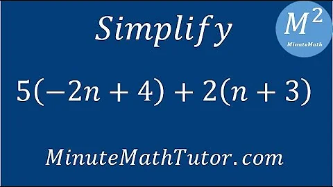 Simplify 5(-2n+4)+2(n+3)
