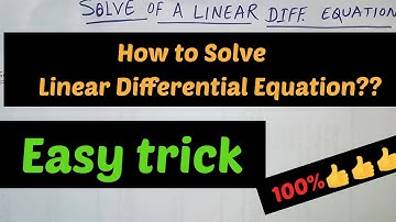 How to solve Linear Differential Equation/Question: 01/Class 12,JEE,CA,CAT,APS,WBCS