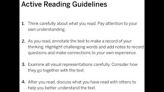 VIDEO GUIDE: Active Reading Skills