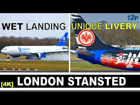 RARE CATCHES! Sun Express "Eintracht Frankfurt" ✈️ Geodis Wet Landing & Air X A340-300 - 4K Spotting