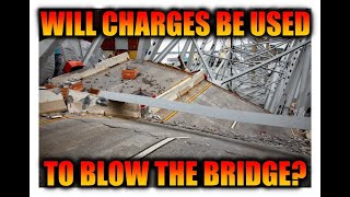 Demolition Charges to be used on Remaining Sections of Span at Key Bridge Collapse Site in Baltimore