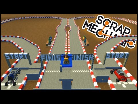 Scrap Mechanic ➤ Amazing Race Track! Self Driving Cars & Pirate Hover Ship With Catapult!