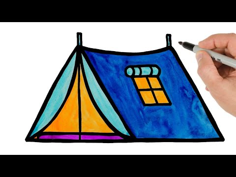 How to Draw Camping Tent Easy | Drawing Tutorial for Beginners