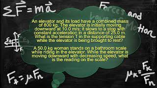 Physics Problem Solver - Force and Interactions F=ma Newtons Laws- Elevator Tension and Weight
