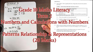 Grade 10 Maths Literacy | Term 2 | Patterns Relationship & Representations | 15 Marks