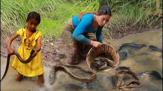 Fishing a lot fish and ell for food/ Grilled fish & steamed eel recipe +4food of survival