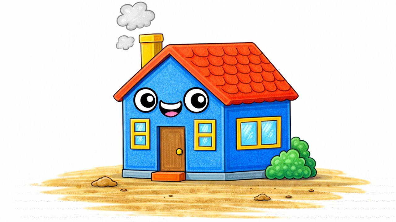 Easy House Drawing for Toddlers 🏠 Simple Coloring for Kids