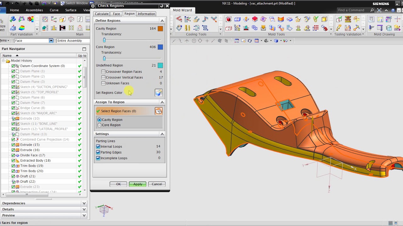 NX Mold Wizard : Check Region & Check Wall Thickness Tools