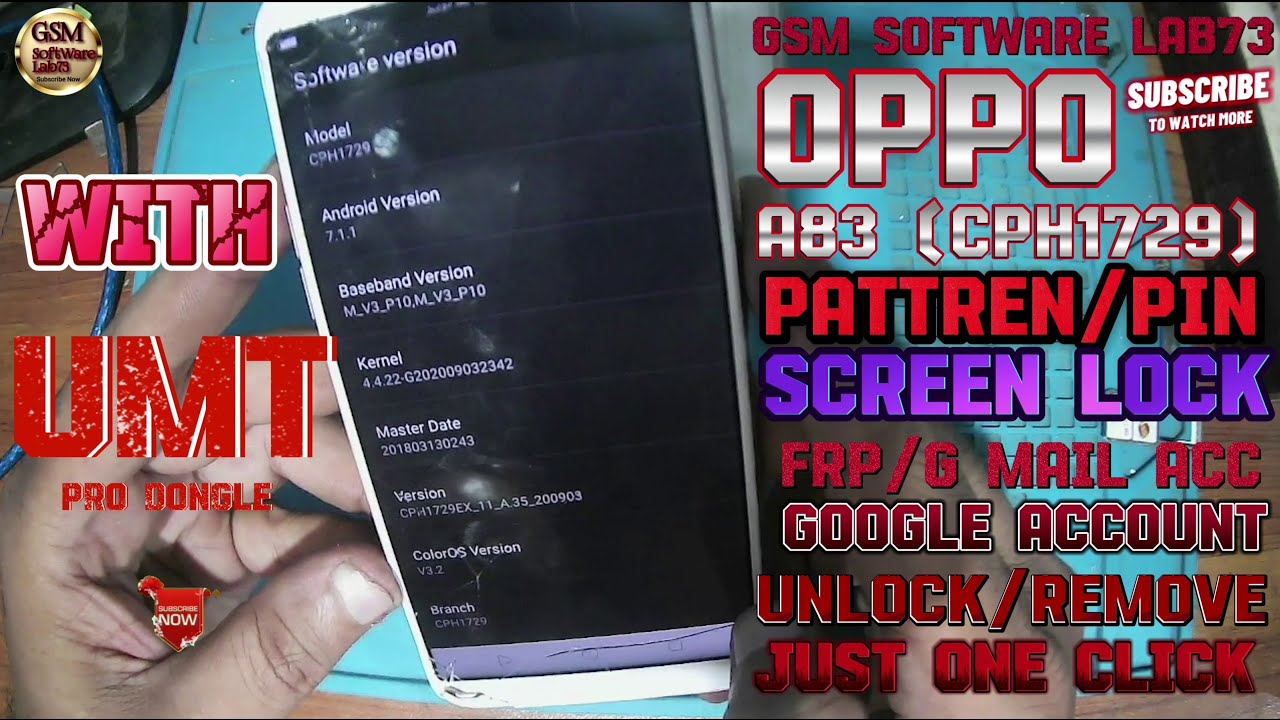 OPPO A83 CPH1729 Password, Pattern, Frp Unlock UMT