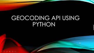 Geocoding API using Python in Tamil
