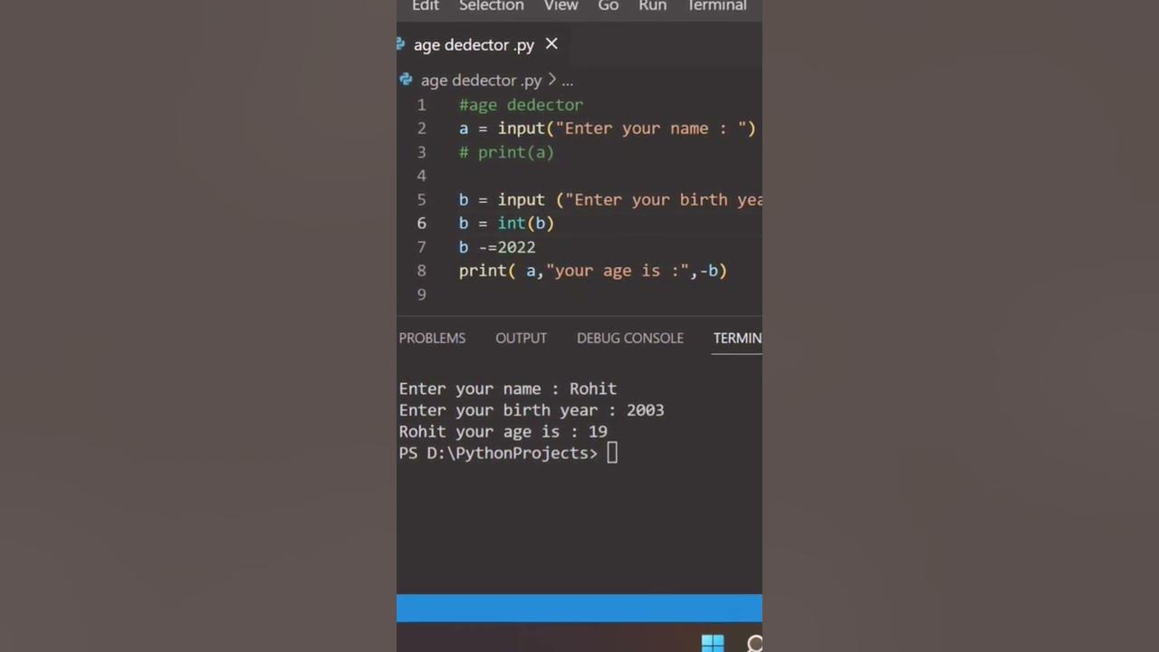 calculate age by using Python #python || #code || #2022 - YouTube