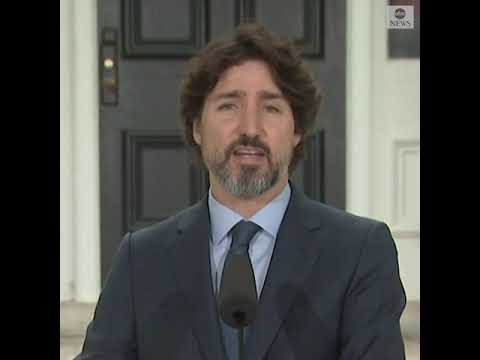 PM Justin Trudeau pauses before responding to Pres. Trump's threatened military force | ABC News