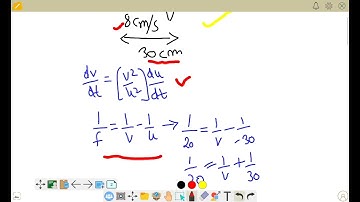 A point object is moving with Speed 8cm/s in front of a converging lens along the principal axis