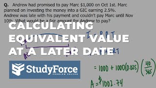 Calculating the Equivalent Value at a Later Date (Simple Interest) Profile