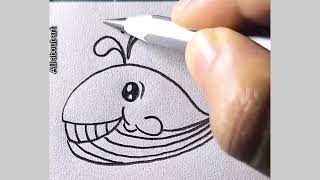 how to draw a whale || easy whale drawing using pencil || easy drawing tutorial for beginners