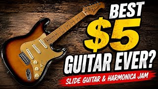 Great Sounding 6 String Guitar That I Bought For $5 Check Out This Slide Guitar And Harmonica Jam