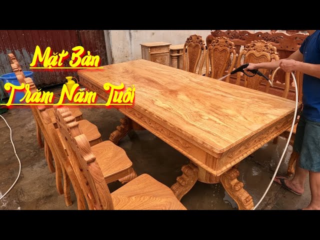 ⛔BÁO GIÁ / Bàn ăn gỗ Gõ Đỏ nguyên tấm 5cm - MQĐ Chim gỗ Hương Đá 7 Món đôn 12 / CỰC VIP