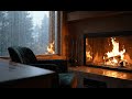 Heavy Rain on Window &amp; Fireplace Sound ⛈️ Dark Screen Sleep (10 Hours) | Şömine Ateş Sesi