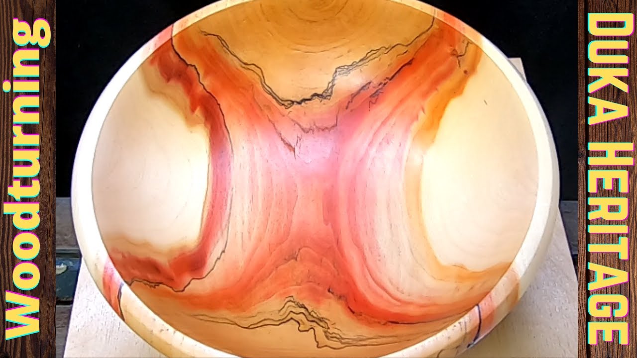 Woodturning - Flaming Box Elder Pedestal Bowl