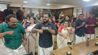 ernakulam collector and staff celebrating onam . poli collector