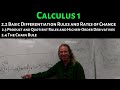 Calculus 1: Lecture 2.2, 2.3, 2.4 Differentiation, Rates of Change, Product, Quotient, Chain Rules