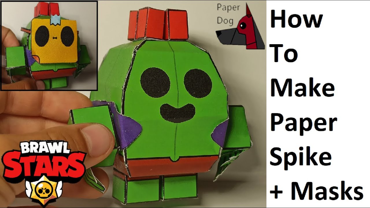 Making Paper Spike Masks Paper Toy Easy Craft Papercraft Brawl Stars Youtube - foto da spike brawl stars