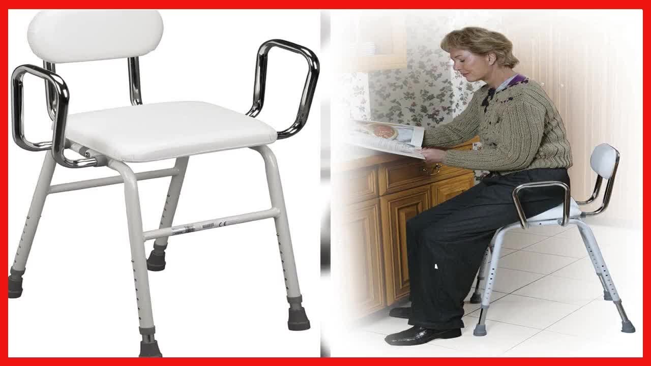 Drive Medical 12455 Adjustable Height Stool With Back And Arms White Drive Medical 12455 Adjustable Height Stool With Back And Arms White