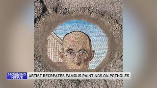 Local Artist Recreates Famous Paintings on Potholes