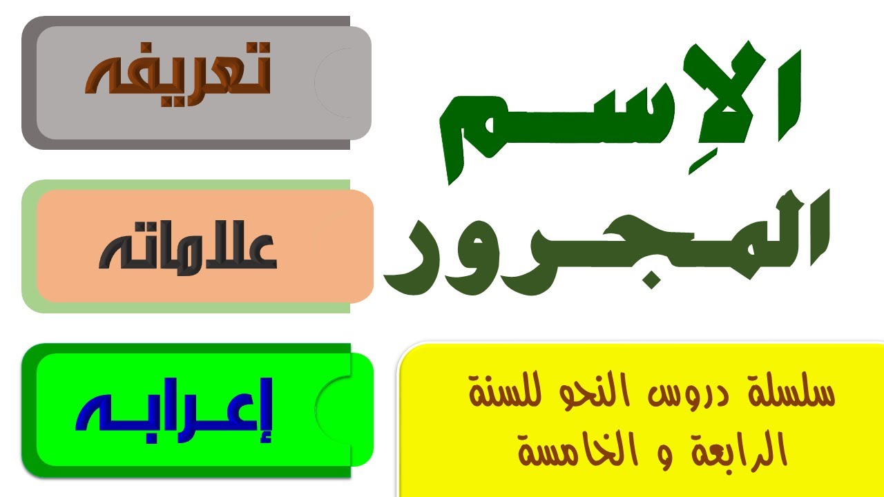 شرح درس الاسم المجرور و اعرابه السنة الرابعة ابتدائي و السنة الخامسة ابتدائي