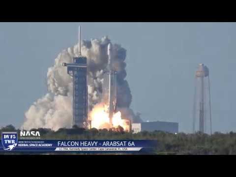 SpaceX ARABSAT-6A Falcon Heavy Launch and Landing - Crazy Zoom