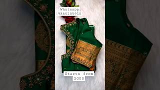 Green blouse designs💚pot neck blouse designs✨simple aari work blouse designs |zardosi design blouses
