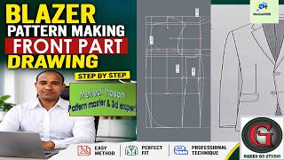 Mens Blazer Pattern Making Front & Side Panel Full Tutorial-01 | Professional Tailoring Guide
