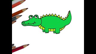 Рисуем крокодила с детьми. Простые поэтапные уроки рисования для малышей и начинающих художников