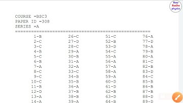 Bsc 3rd year physics answer key 2021 | Booklet A,B,C,D answer key 2021 | csjmu kanpur |papetcode 308