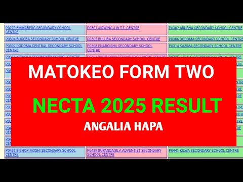 NECTA Form Two Results 2025 Matokeo Ya Kidato Cha Pili 2025 Tanzania 