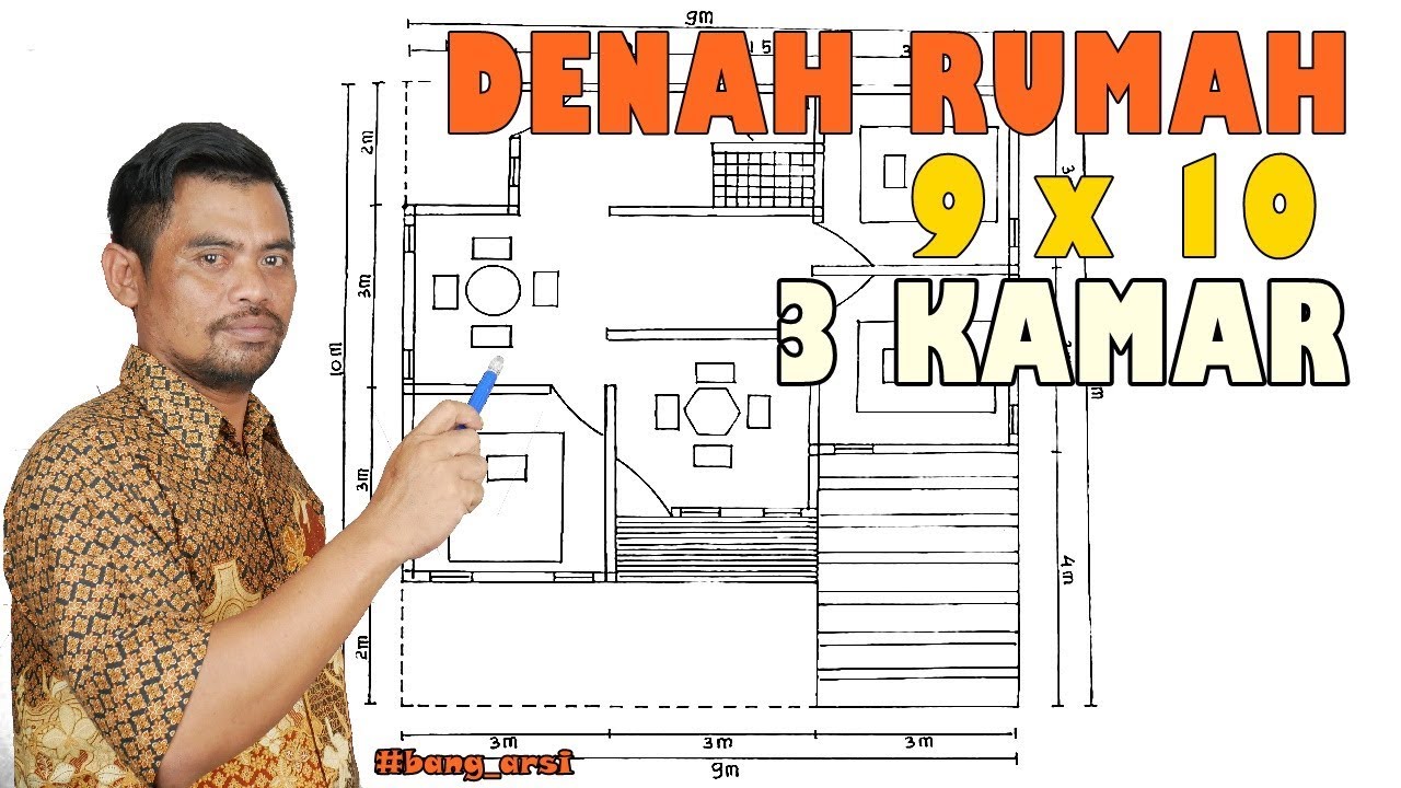 Denah Rumah Minimalis 9x10 Dengan 3 Kamar Tidur Rumah Minimalis Youtube