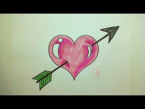 Learn How To Draw A Cute Heart with an Arrow -- iCanHazDraw!