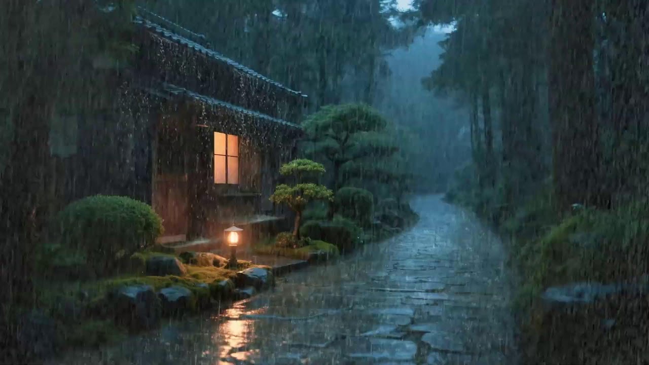 Midnight Rain Outside Small Cafe ASMR for Writers, Readers, and Quiet Creative Focus