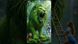 Built a Bamboo Lion House | Beautiful Handmade Bamboo Craft 🌴🦁