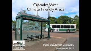 Climate Friendly Areas Public Outreach Meeting #1