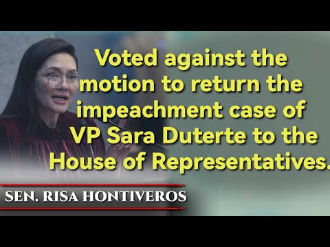 Sen. Hontiveros voted against the motion to return the #impeachment case of VP Duterte to the HOR
