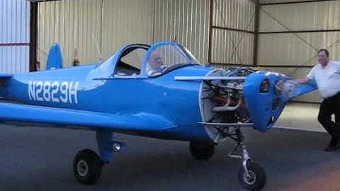 1946 ErCoupe "Smurf One" - first start after fresh rebuild.