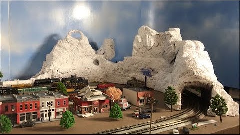 AJS Model Railway N scale layout update #9 - Part 4: Building a mountain using pink foam board.
