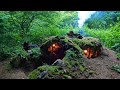 14 jours camping de survie solo  construction dun abri souterrain bushcraft avec chemine