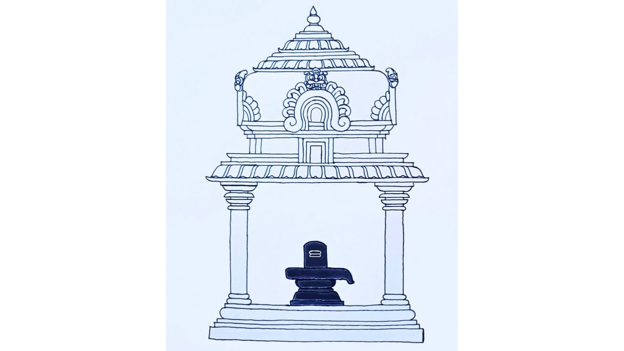 Shiva temple drawing.How to draw a temple. How to draw a mandir. Lord shiva temple. Temple drawing