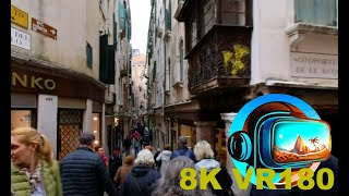The crowded pedestrian walkways in Venice Italy full of tourists shopping 8K 4K VR180 3D Travel