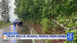 Crews in Henagar, AL spend Thursday rescuing people and clearing roads