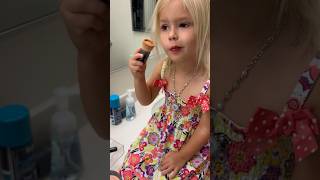 Little girl reacts to her makeup