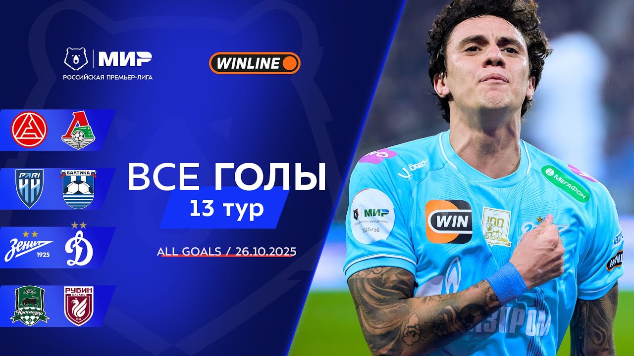 Все голы 26.10.2025 | 13 тур Мир РПЛ 2025/26