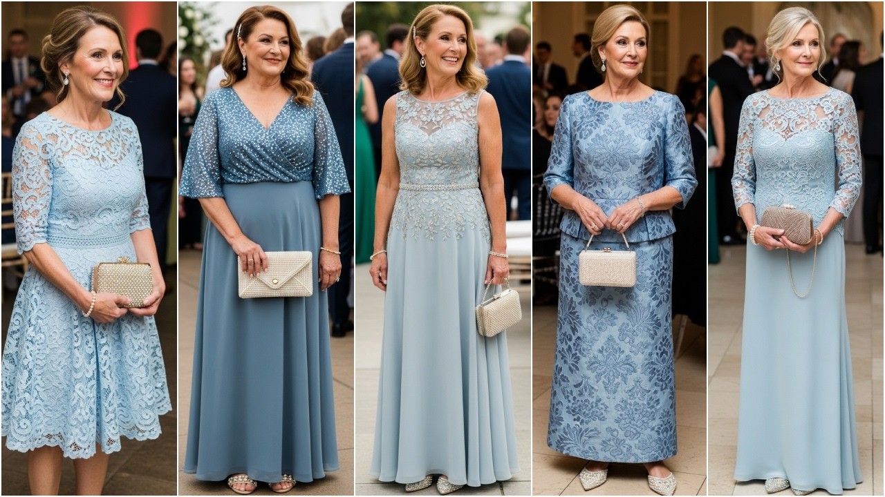 Light Blue & Dusty Blue Mother of the Groom Dresses: Wedding Guest Gowns for a Graceful Elegant Look